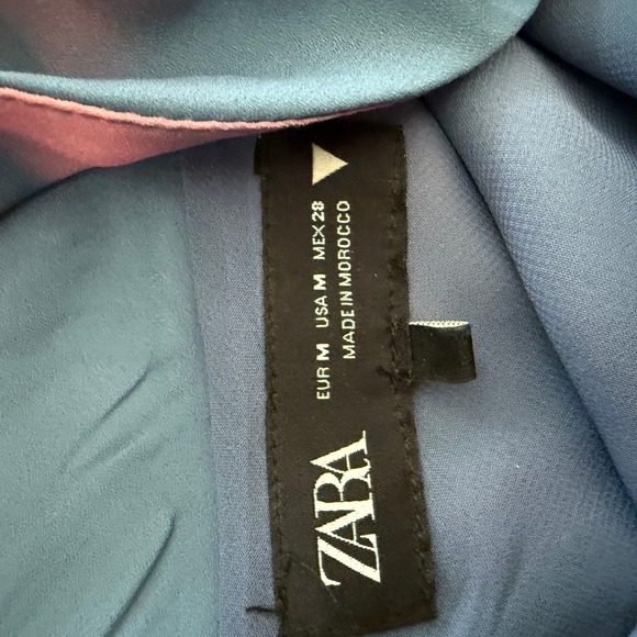 ZARA Womens Slip Maxi Dress Blue Pink Cowl Backless Size M Resort Vacation - Picture 8 of 8